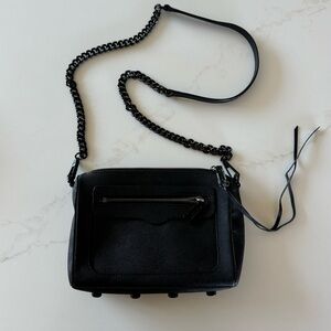 Rebecca Minkoff Saffiano Black Leather Chain Crossbody